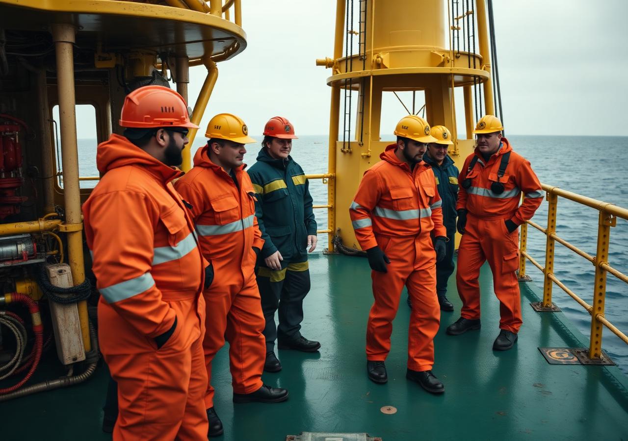 Oilfield crew on platform