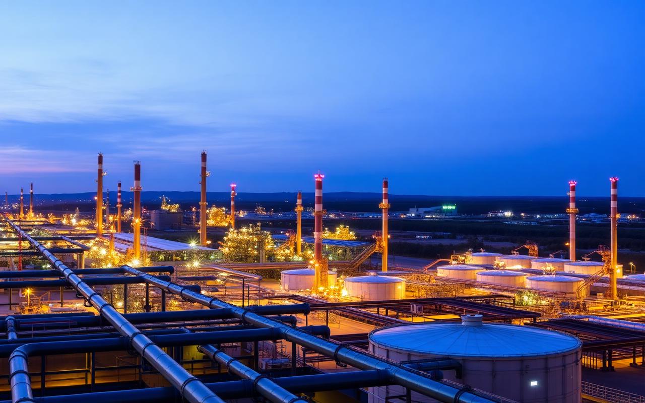 Refinery at night